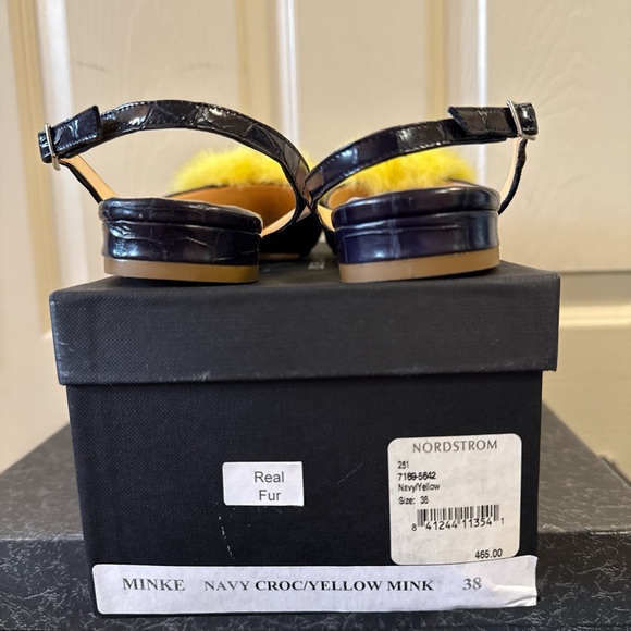 Eugenia Kim Navy Blue and Yellow Slingback Flats - Picture 4 of 4